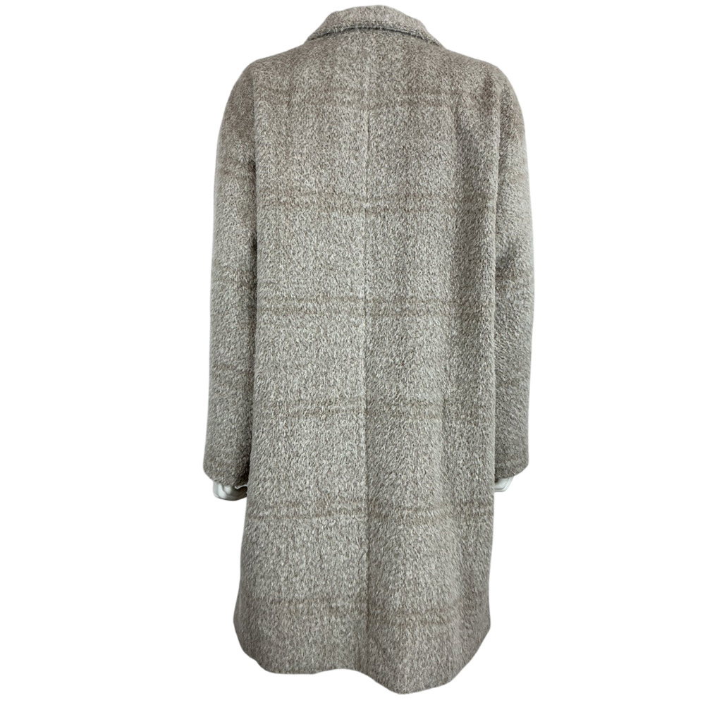 Eileen Fisher Textured Heather Grey High Collar Long Coat Size S - Picture 3 of 4